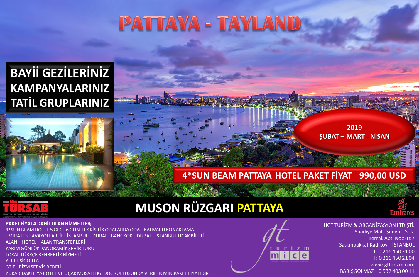 pattaya tayland turu gt turizm